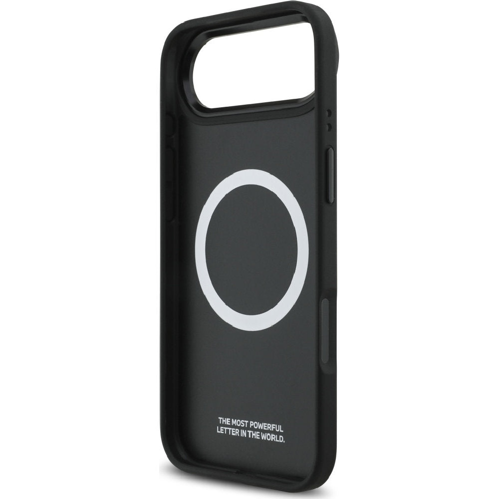 Handyhülle für iPhone Air, BMW Hardcase Perforated Stripe Logo mit MagSafe, Schwarz und Blau