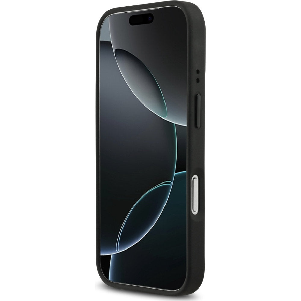 Handyhülle für iPhone 17 Pro, BMW Hardcase Perforated Stripe Logo mit MagSafe, Schwarz und Blau