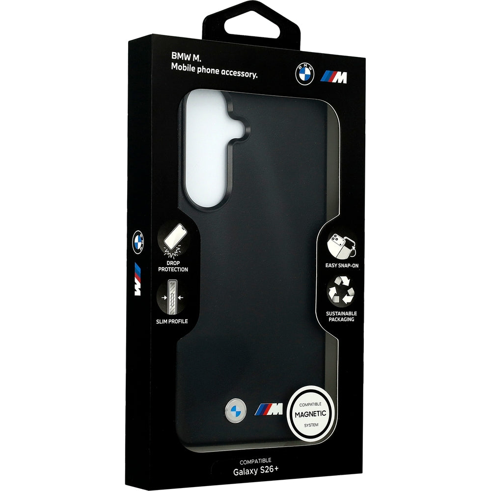 Handyhülle für Galaxy S26 Plus, BMW Hardcase Leather mit MagSafe, Schwarz