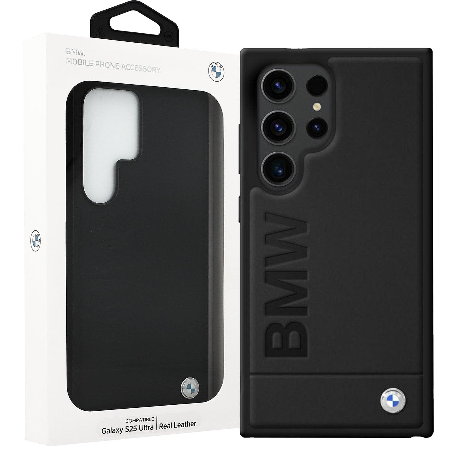 Handyhülle für Galaxy S25 Ultra, BMW Leather Big Wordmark, Schwarz