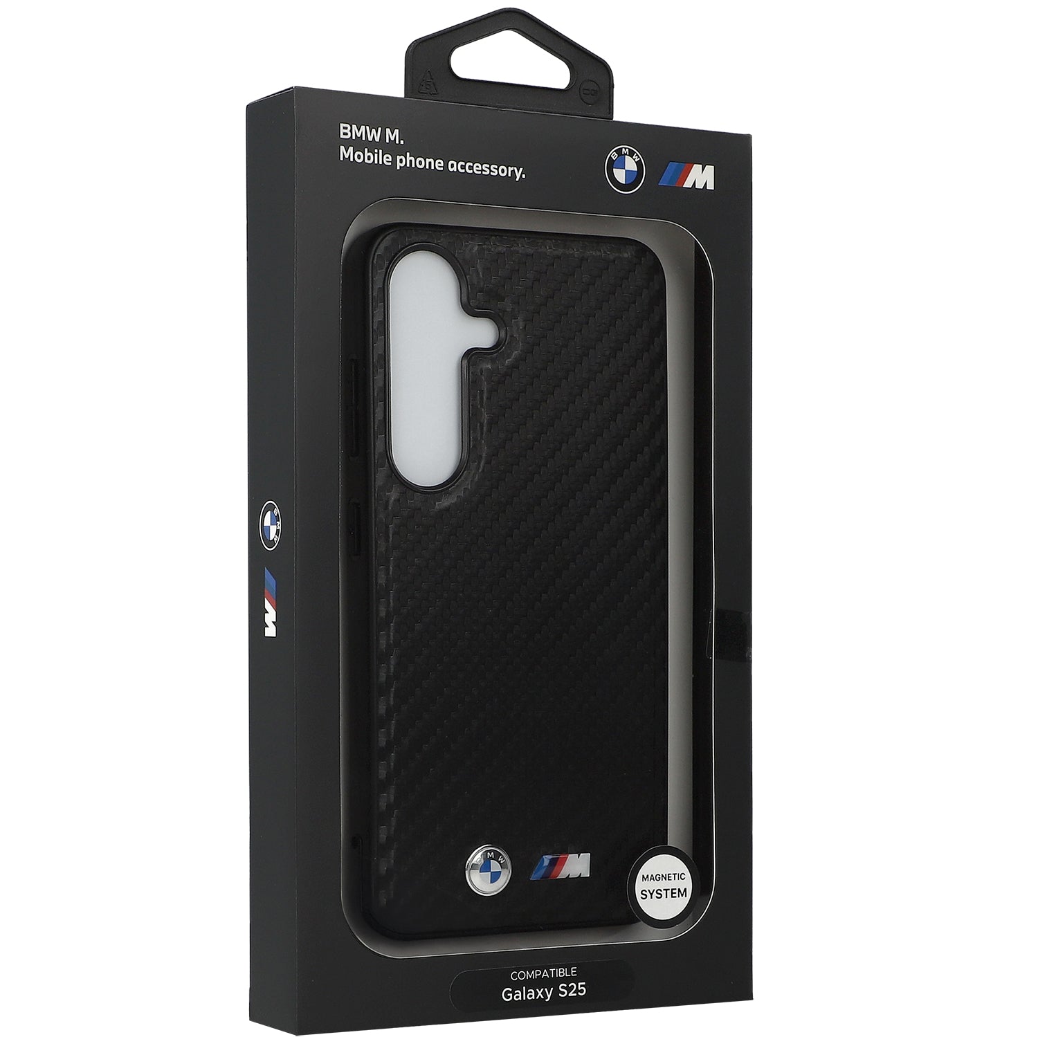 Schutzhülle für Galaxy S25, BMW Leather Carbon Mag, Schwarz