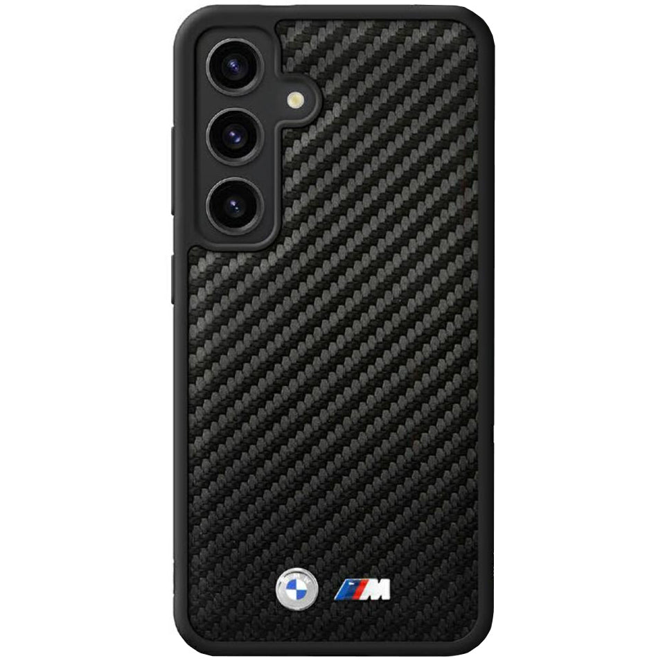 Schutzhülle für Galaxy S25, BMW Leather Carbon Mag, Schwarz