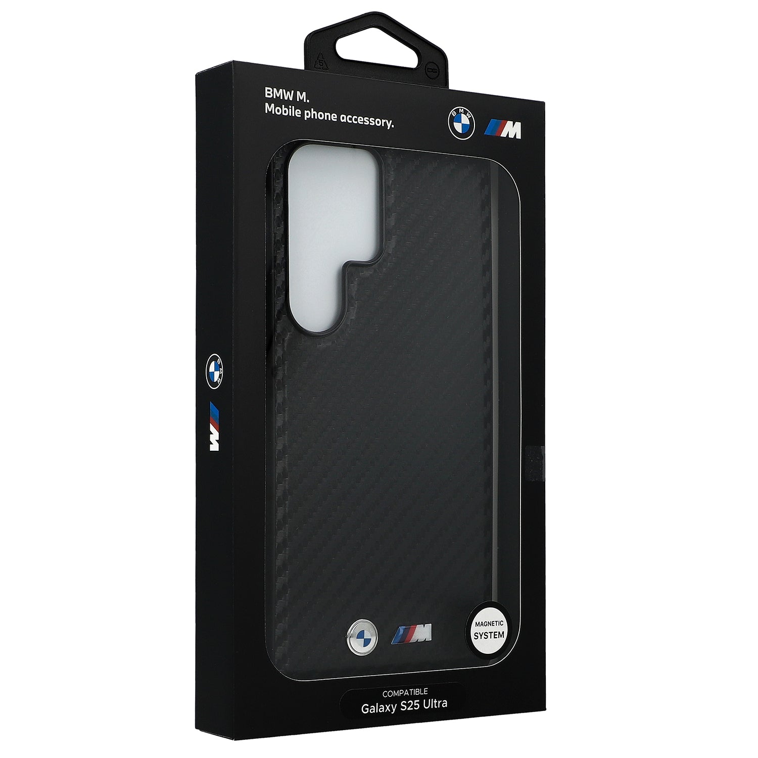 Schutzhülle für Galaxy S25 Ultra, BMW Leather Carbon Mag, Schwarz