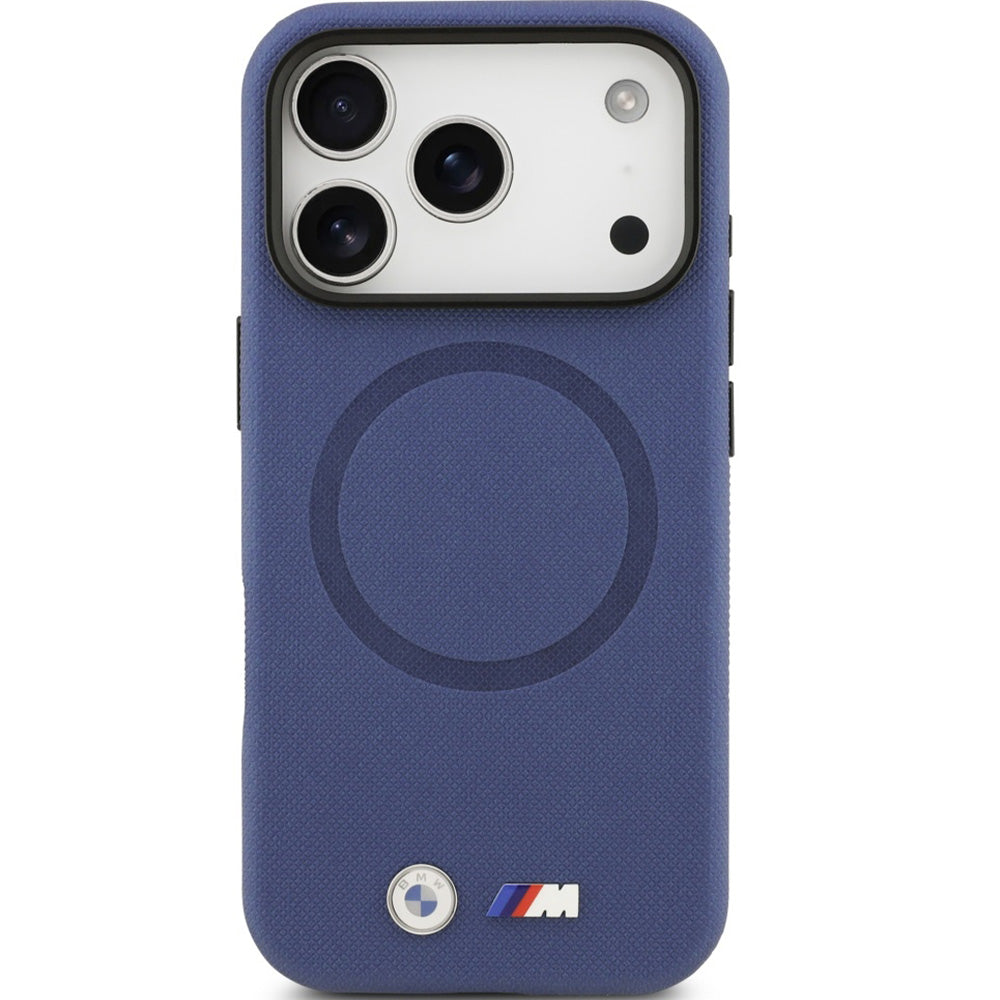 Handyhülle für iPhone 17 Pro Max, BMW HardCase M FW Metal Logo mit MagSafe, Dunkelblau
