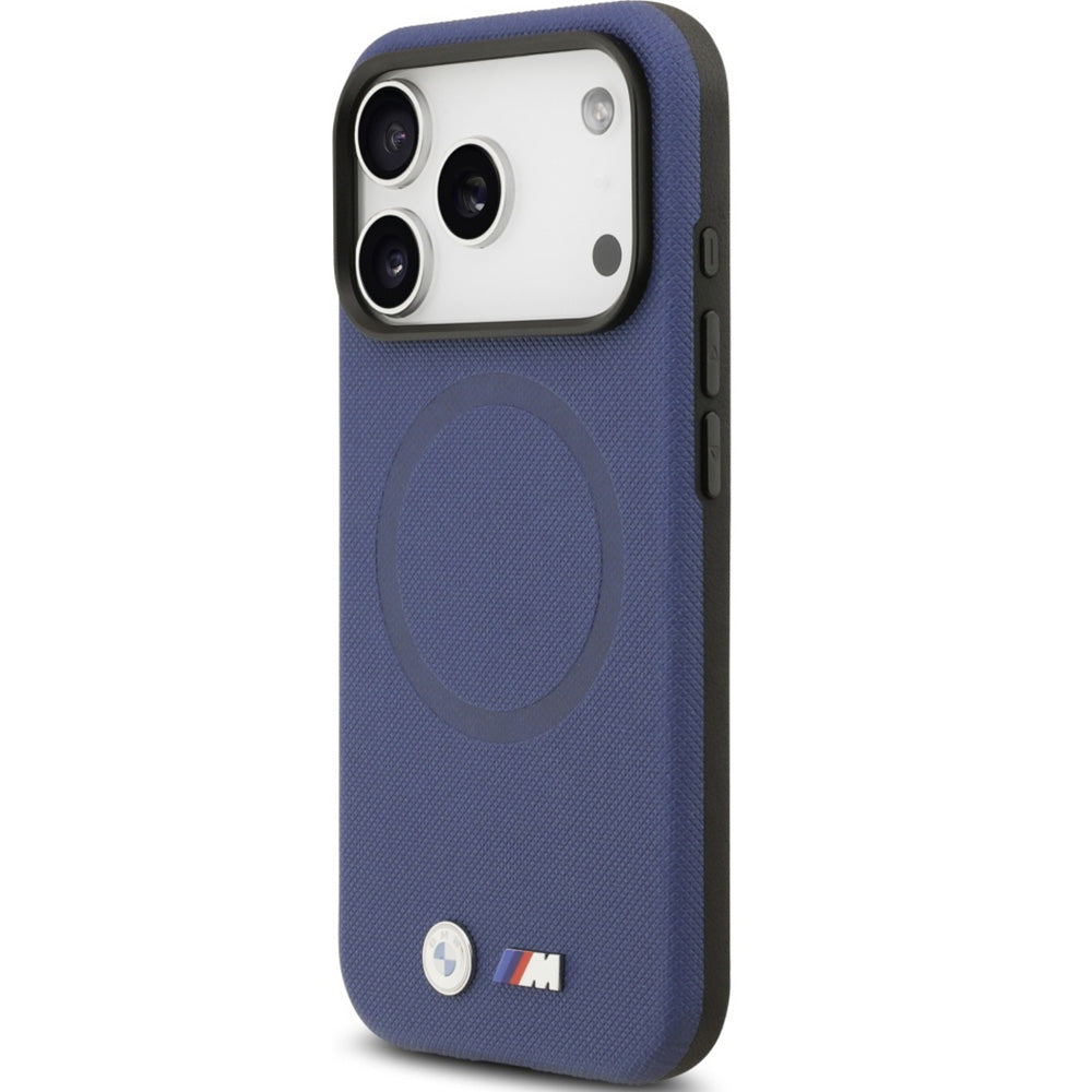 Handyhülle für iPhone 17 Pro, BMW HardCase M FW Metal Logo mit MagSafe, Dunkelblau