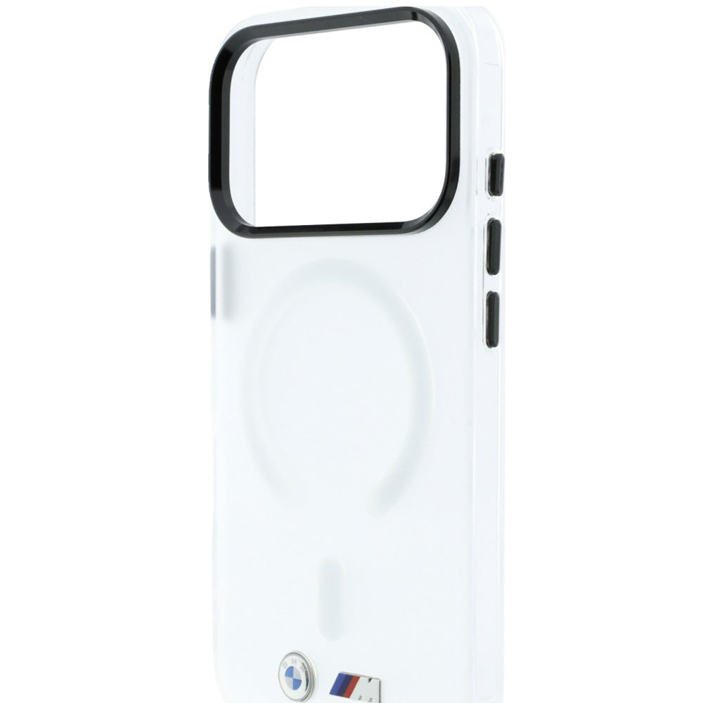 Handyhülle für iPhone 18 Pro / 17 Pro, BMW M IML Frosted Metal Logo Trims mit MagSafe, Transparent-Rauchfarben (6/8)
