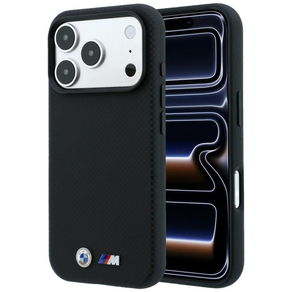 Handyhülle für iPhone 18 Pro / 17 Pro, BMW M Quadrille Kevlar Metal Logo mit MagSafe, Schwarz (1/8)