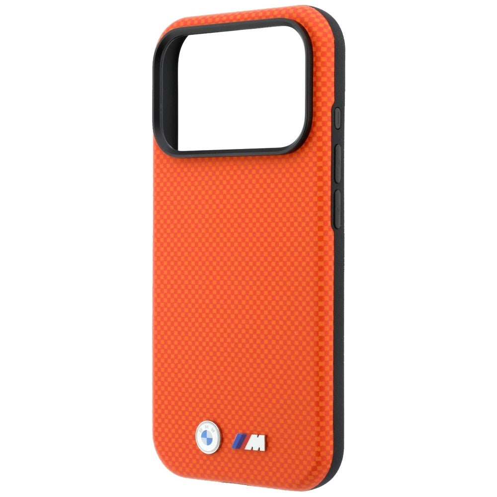Handyhülle für iPhone 18 Pro / 17 Pro, BMW M Quadrille Kevlar Metal Logo mit MagSafe, Orange (6/8)