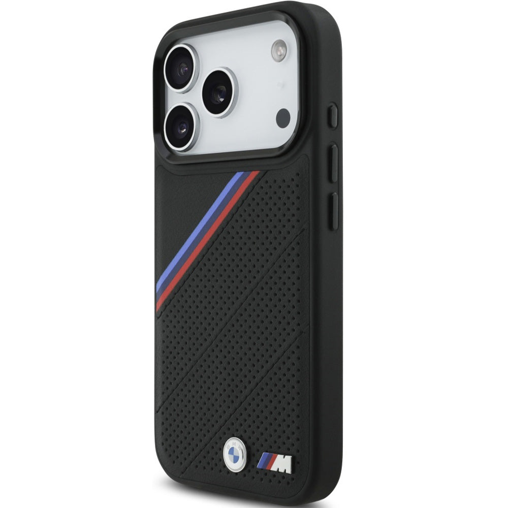 Handyhülle für iPhone 17 Pro, BMW M Tricolor Metal Logo mit MagSafe, Schwarz