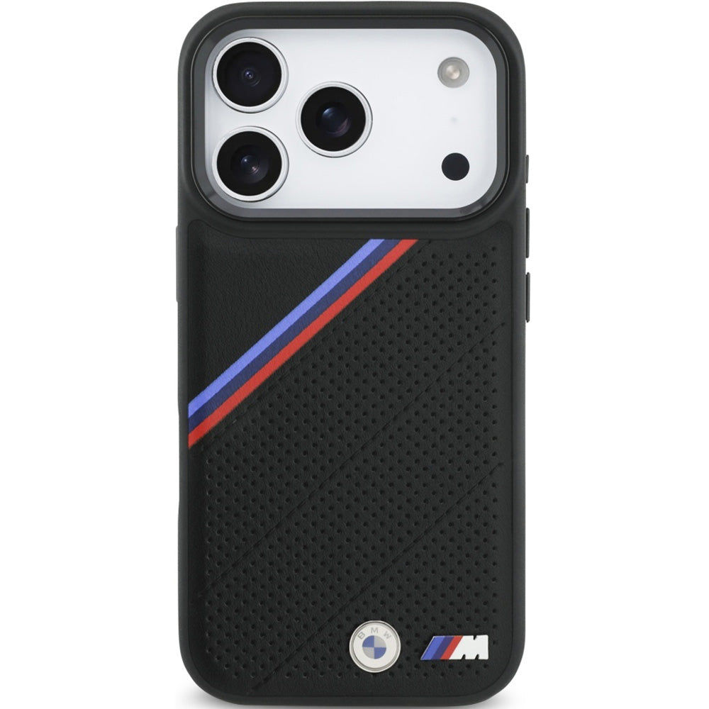 Handyhülle für iPhone 17 Pro, BMW M Tricolor Metal Logo mit MagSafe, Schwarz