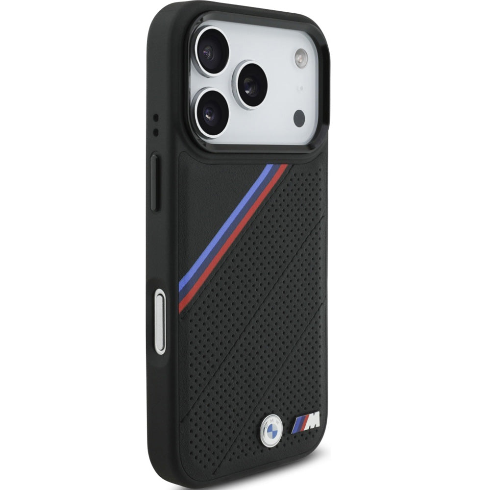 Handyhülle für iPhone 17 Pro, BMW M Tricolor Metal Logo mit MagSafe, Schwarz