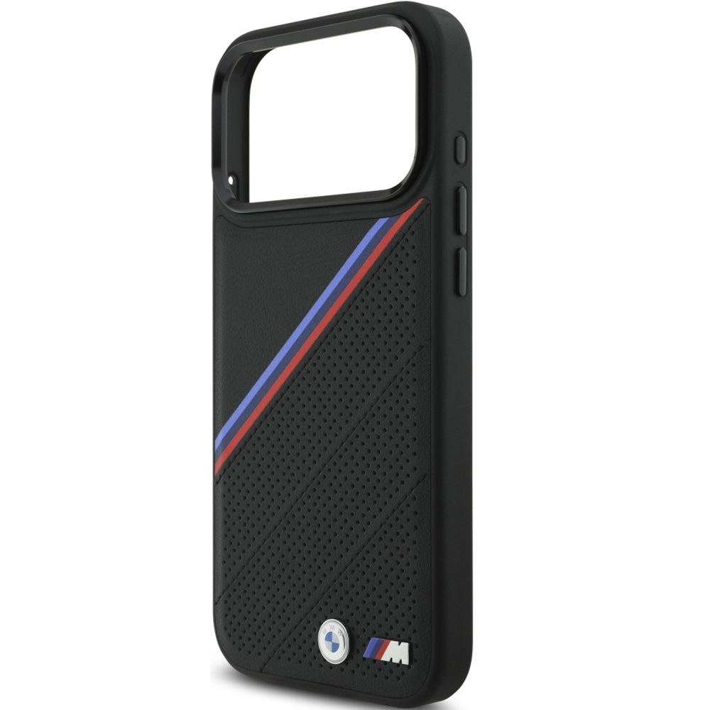 Handyhülle für iPhone 17 Pro, BMW M Tricolor Metal Logo mit MagSafe, Schwarz