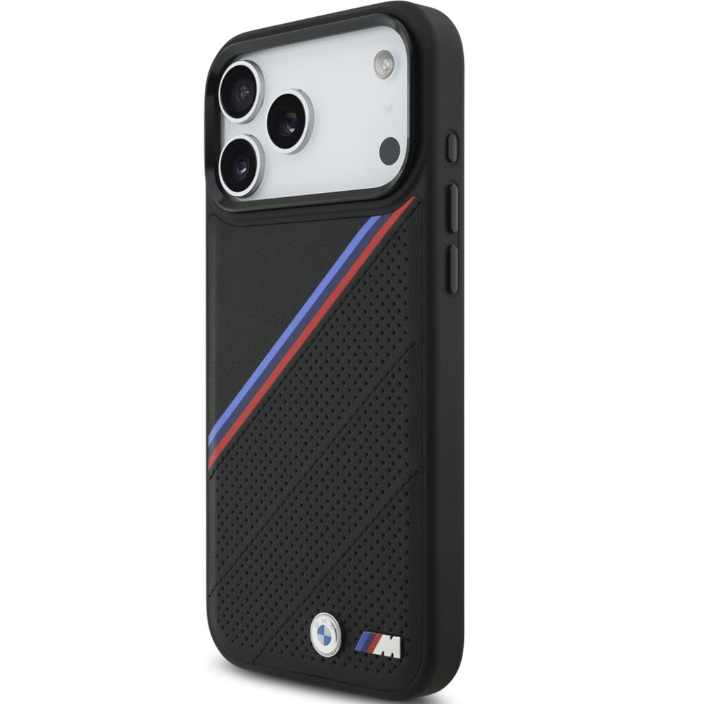 Handyhülle für iPhone 17 Pro Max, BMW M Tricolor Metal Logo mit MagSafe, Schwarz