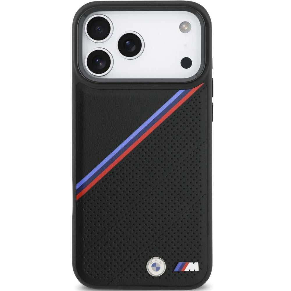 Handyhülle für iPhone 17 Pro Max, BMW M Tricolor Metal Logo mit MagSafe, Schwarz