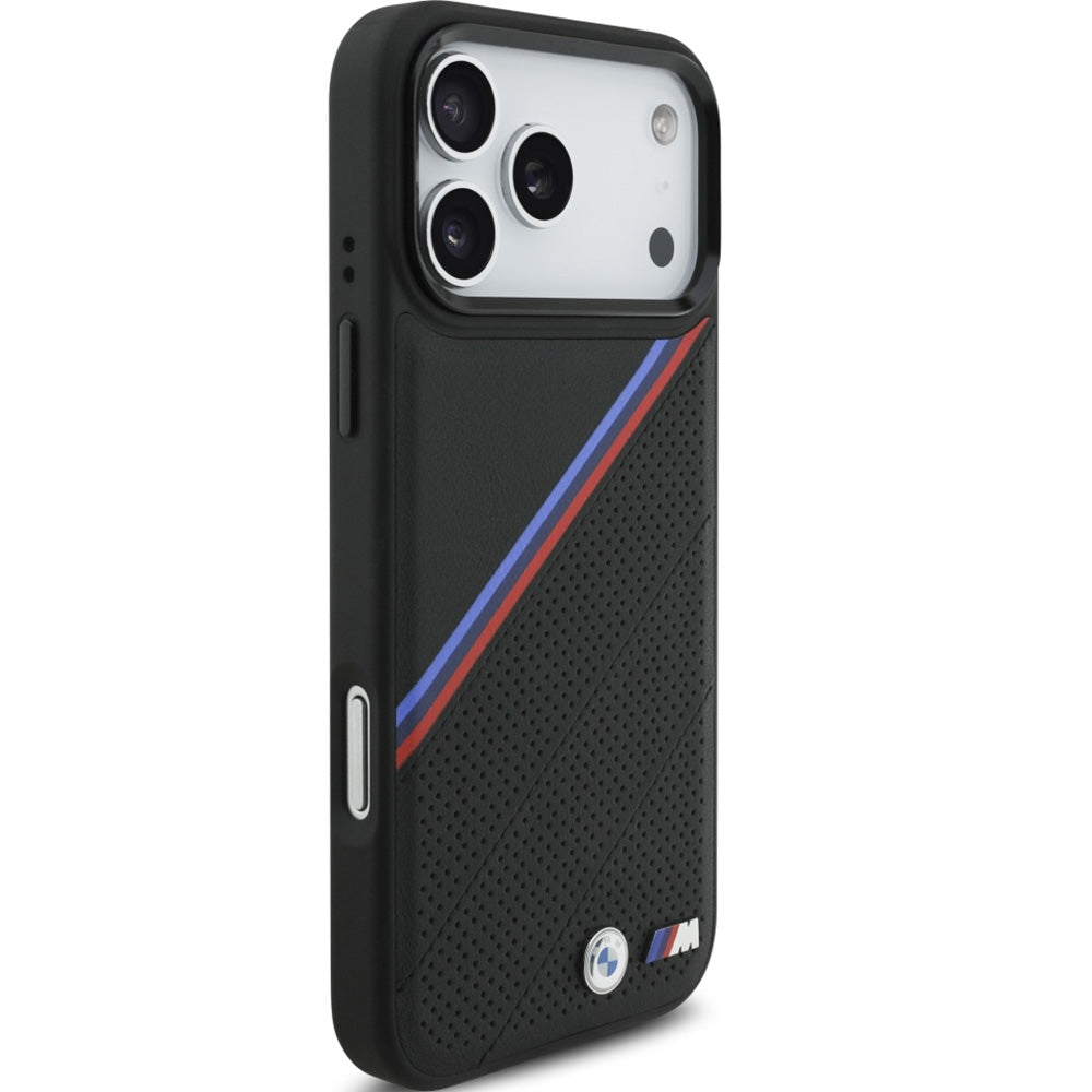Handyhülle für iPhone 17 Pro Max, BMW M Tricolor Metal Logo mit MagSafe, Schwarz