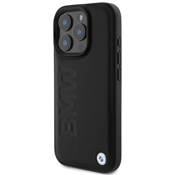 Handyhülle für iPhone 16 Pro Max mit MagSafe, BMW Leather Hot Stamp, Schwarz