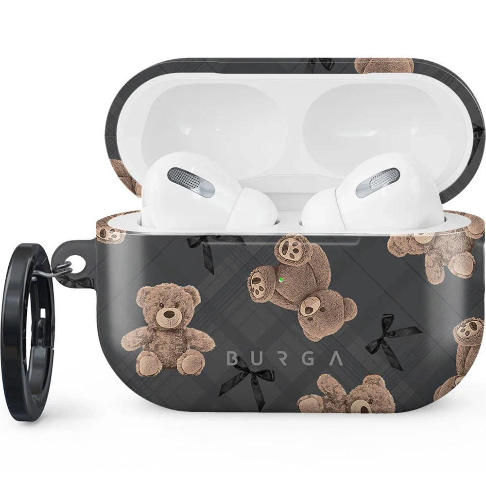 Schutzhülle für AirPods Pro 2, Burga BFF, Grau mit Teddybären