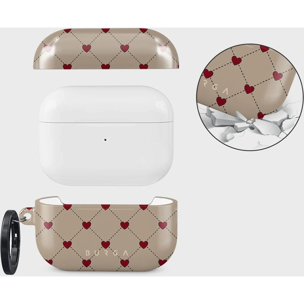Schutzhülle für AirPods Pro 2, Burga Love Letter, Beige und Rot