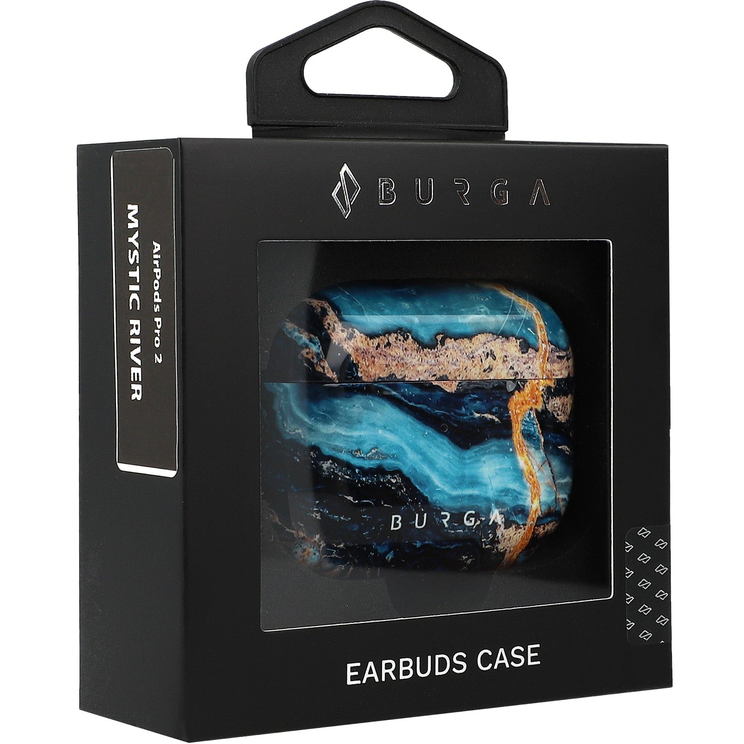 Schutzhülle für AirPods Pro 2, Burga Mystic River, Blau-goldener Marmor