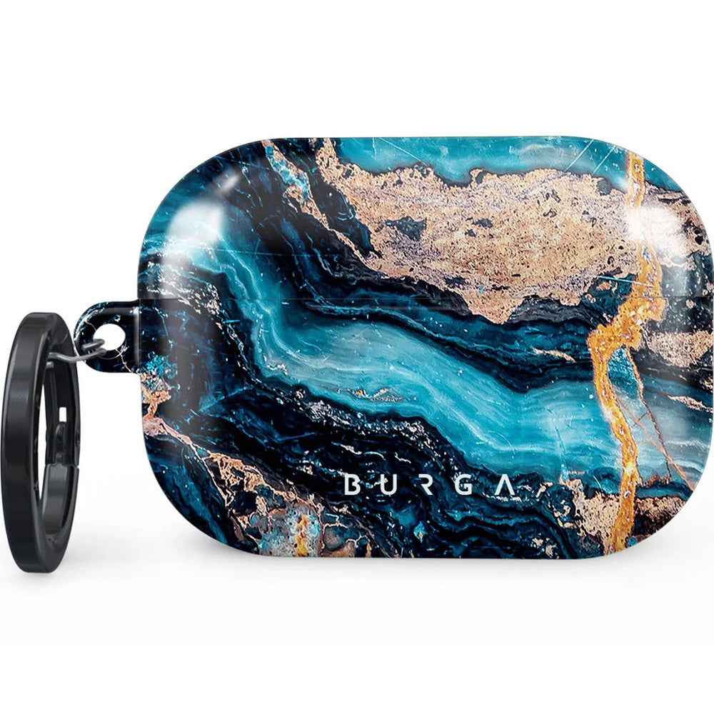 Schutzhülle für AirPods Pro 2, Burga Mystic River, Blau-goldener Marmor