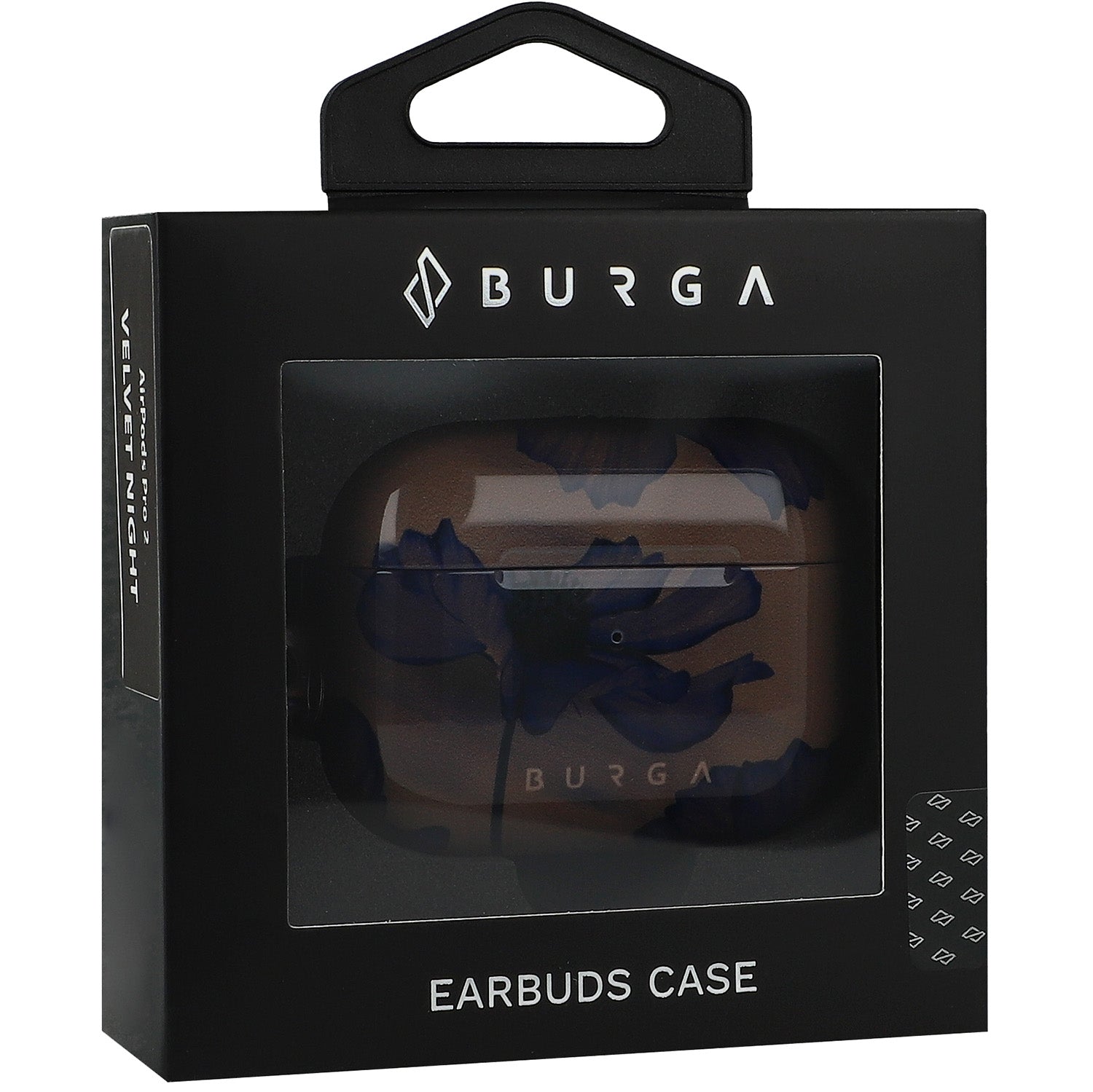Schutzhülle für AirPods Pro 2, Burga Velvet Night, Braun mit marineblauen Blumen