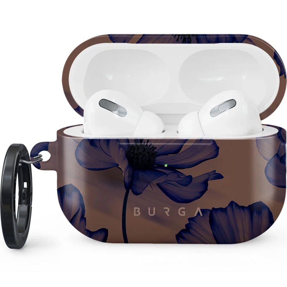 Schutzhülle für AirPods Pro 2, Burga Velvet Night, Braun mit marineblauen Blumen
