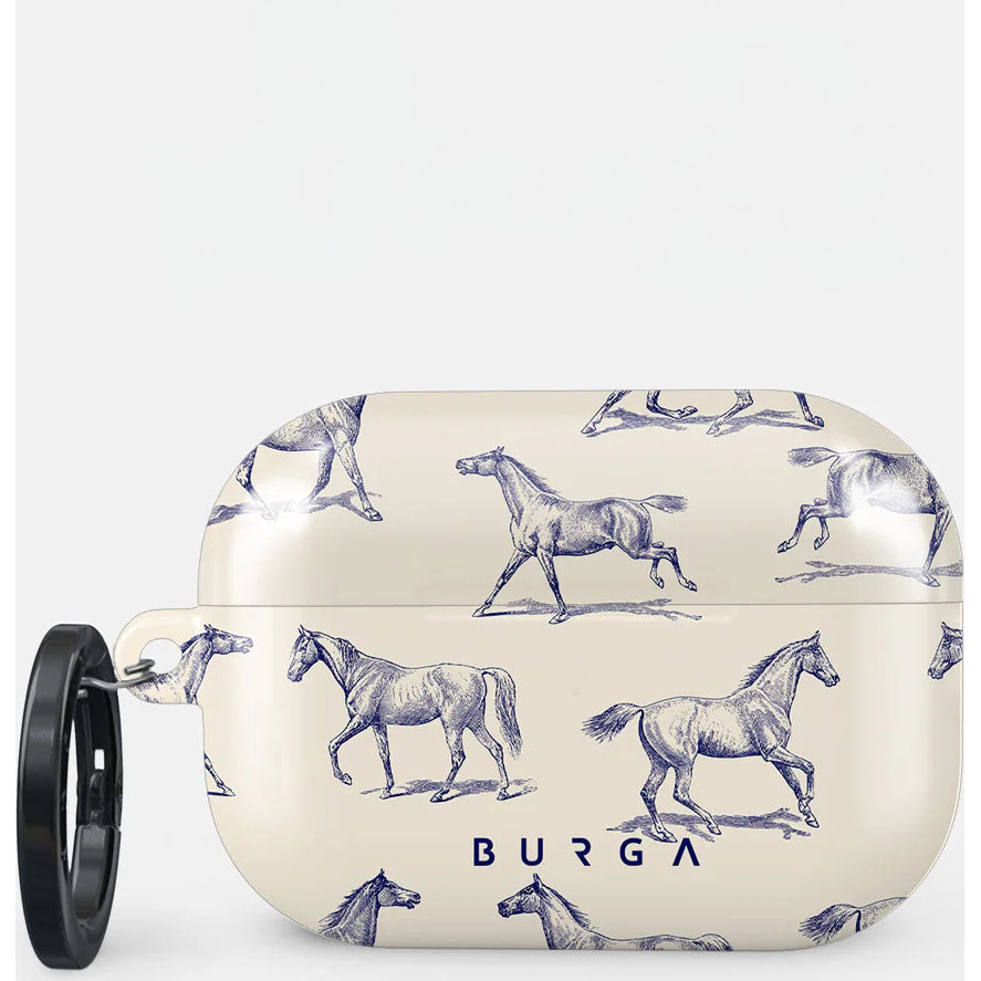 Schutzhülle für AirPods Pro 2 , Burga Derby Race,  Beige mit Pferden