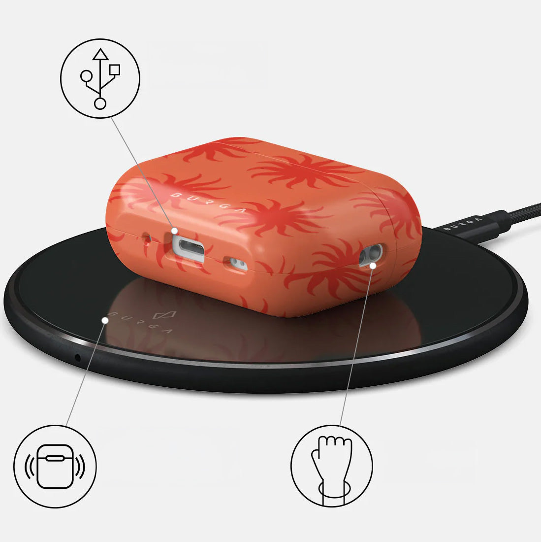 Schutzhülle für AirPods Pro 2, Burga Sunkissed, Rot