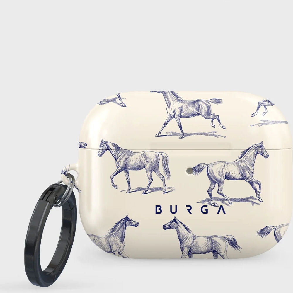 Schutzhülle für AirPods Pro 3 , Burga Derby Race,  Beige mit Pferden