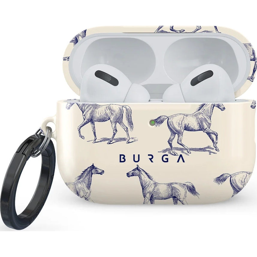 Schutzhülle für AirPods Pro 3 , Burga Derby Race,  Beige mit Pferden