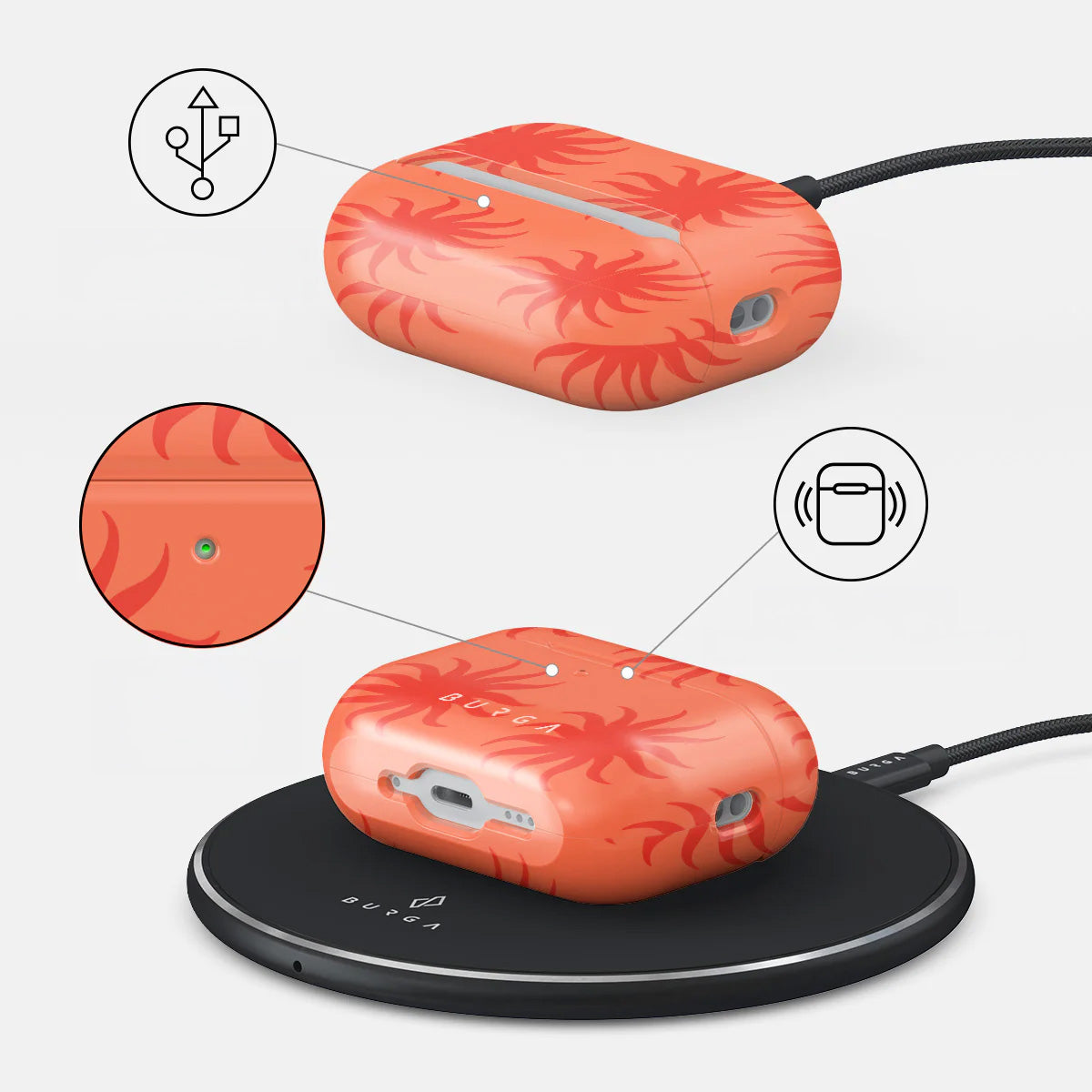 Schutzhülle für AirPods Pro 3, Burga Sunkissed, Rot