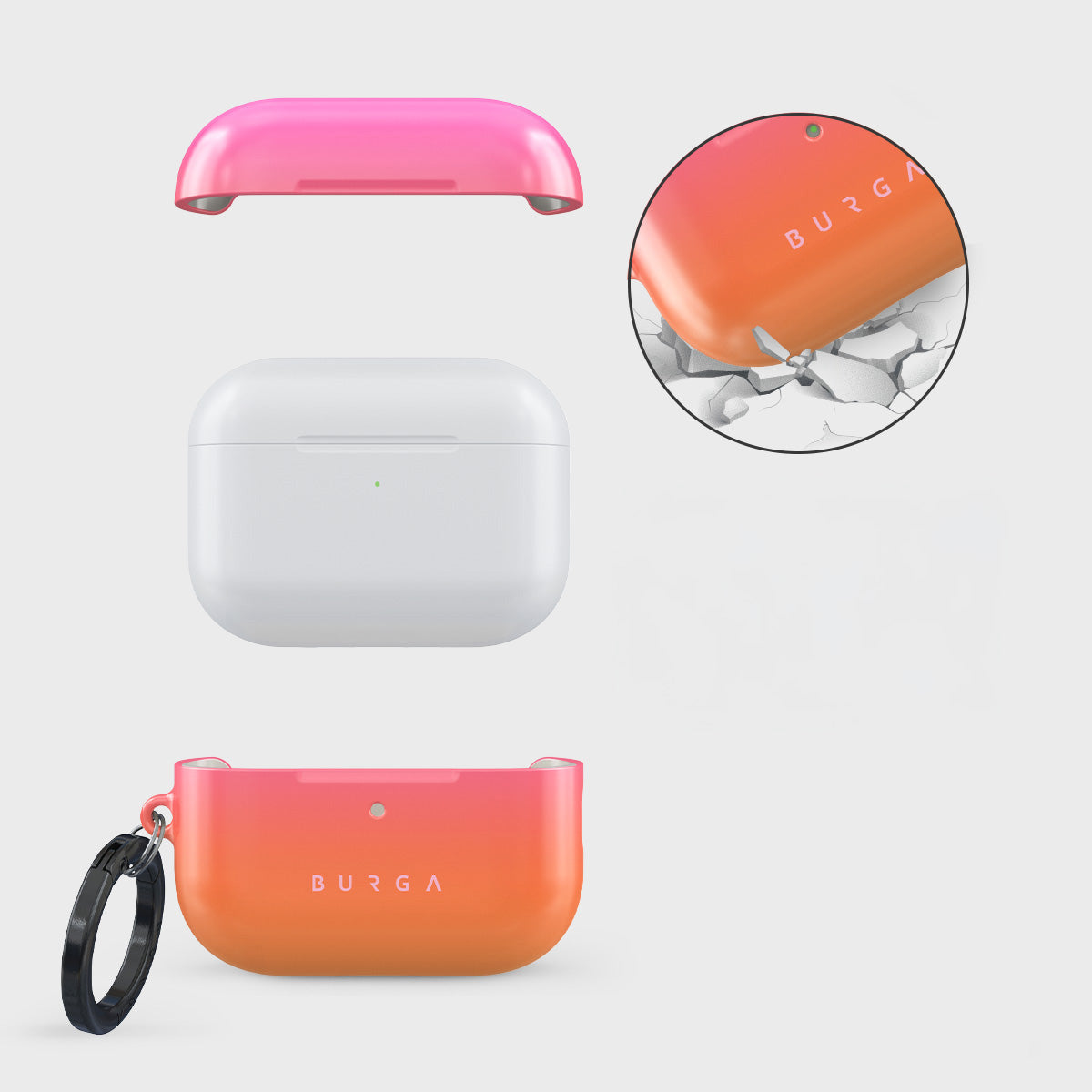 Schutzhülle für AirPods Pro 3, Burga Sunset Club, Orange-rosa
