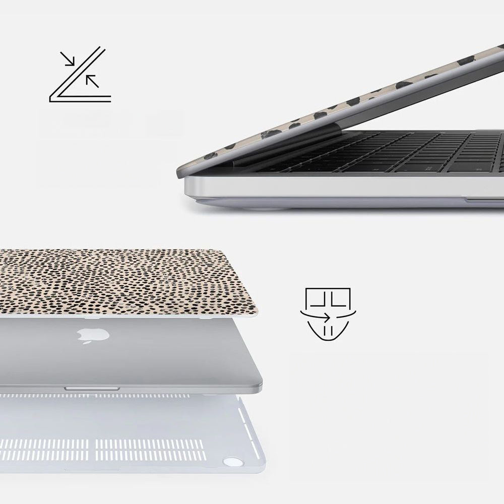 Schutzhülle Burga Almond Latte Tough für MacBook Air 13.6" M4 / M3 / M2, Beige mit schwarzen Punkten