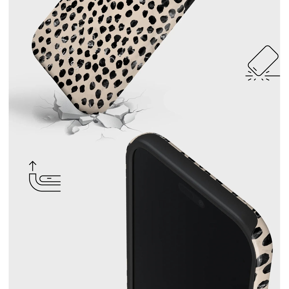 Handyhülle für iPhone Air, Burga Almond Latte Tough Magnetic, Beige mit schwarzen Punkten