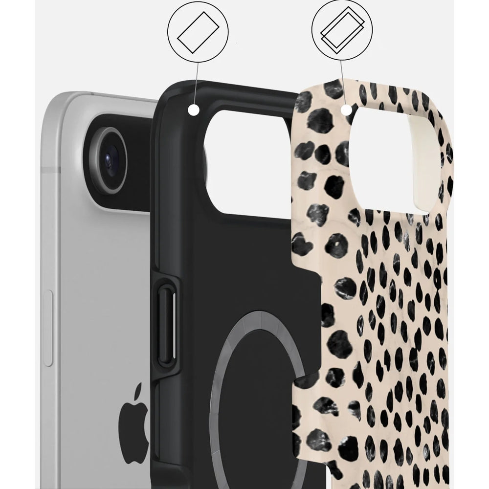 Handyhülle für iPhone Air, Burga Almond Latte Tough Magnetic, Beige mit schwarzen Punkten