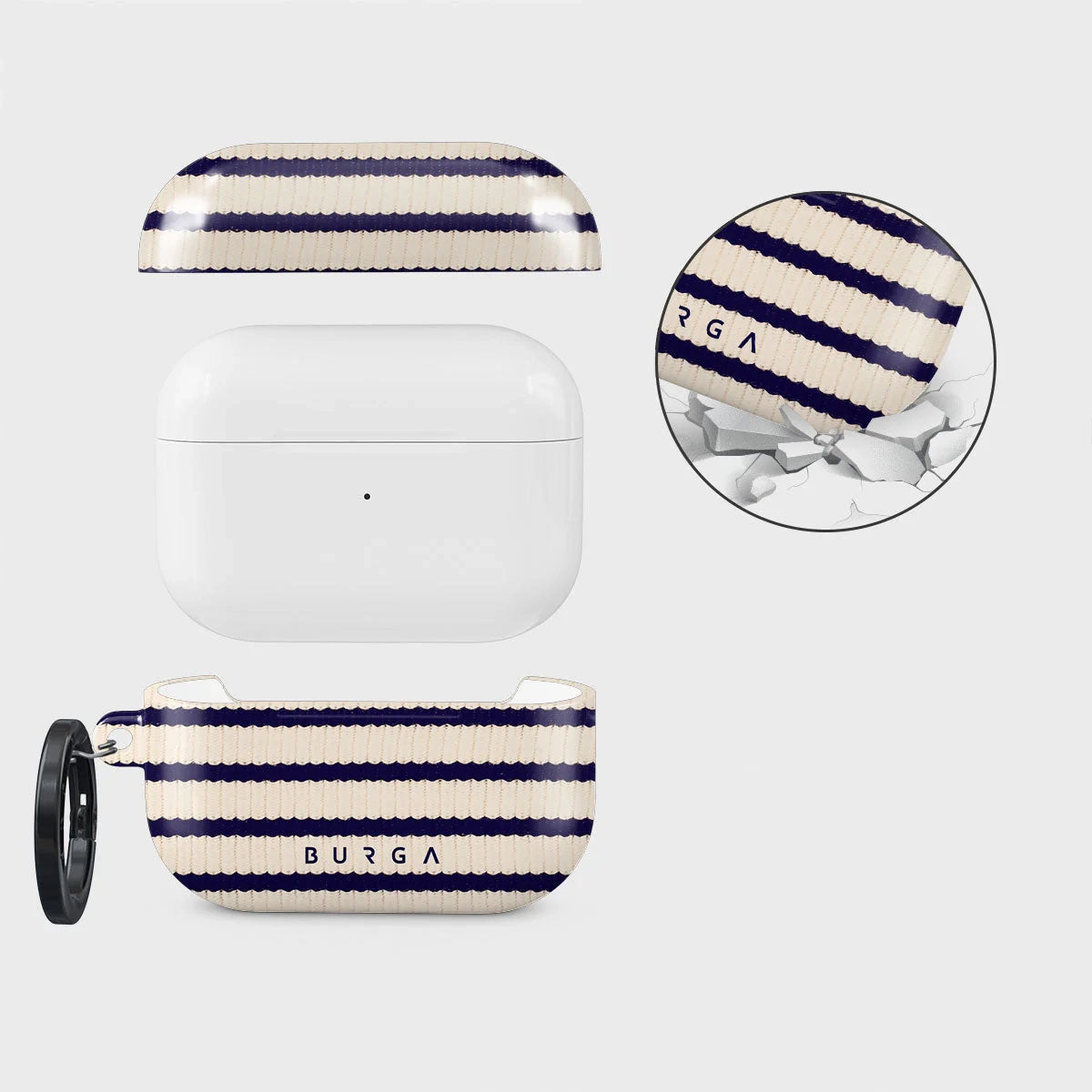 Schutzhülle für AirPods Pro 2 , Burga Old Money, Beige gestreift