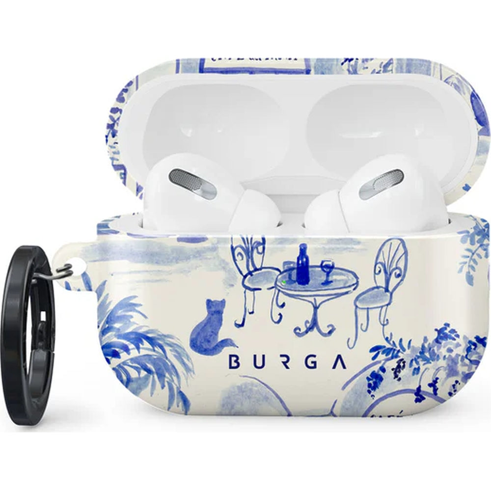 Schutzhülle für AirPods Pro 2, Burga Sobremesa, Weiß mit Blauem Muster