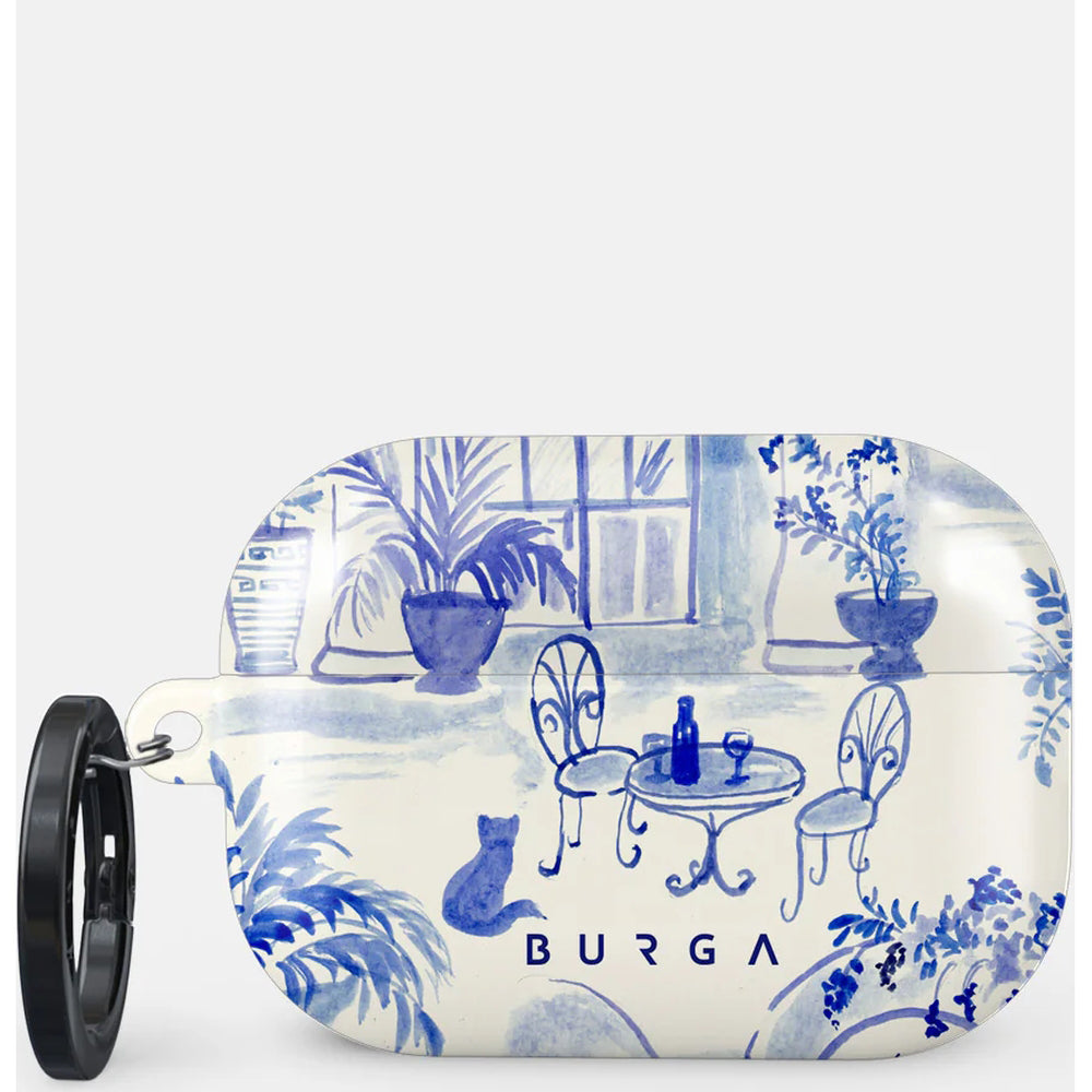 Schutzhülle für AirPods Pro 2, Burga Sobremesa, Weiß mit Blauem Muster