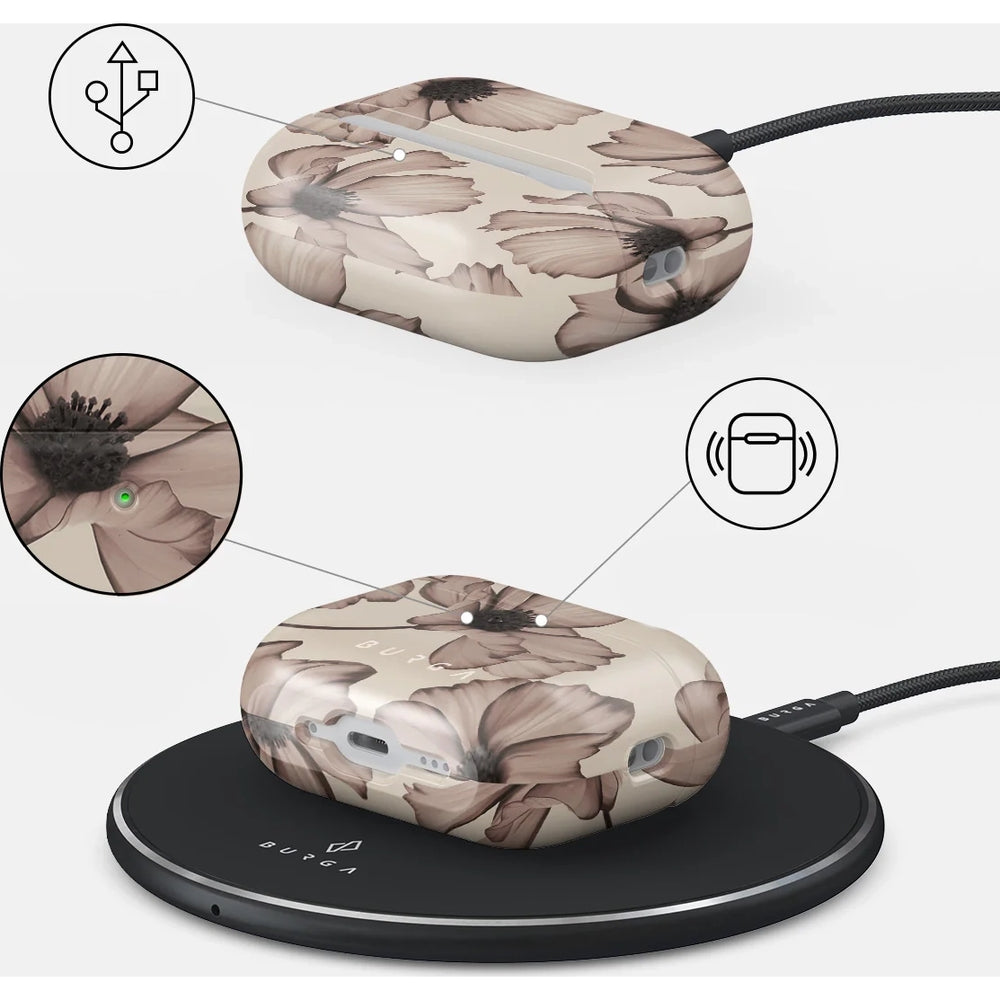 Schutzhülle für AirPods Pro 3, Burga Barely Yours, Beige mit Blumenmuster