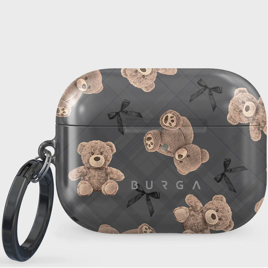 Schutzhülle für AirPods Pro 3, Burga BFF, Grau mit Teddybären