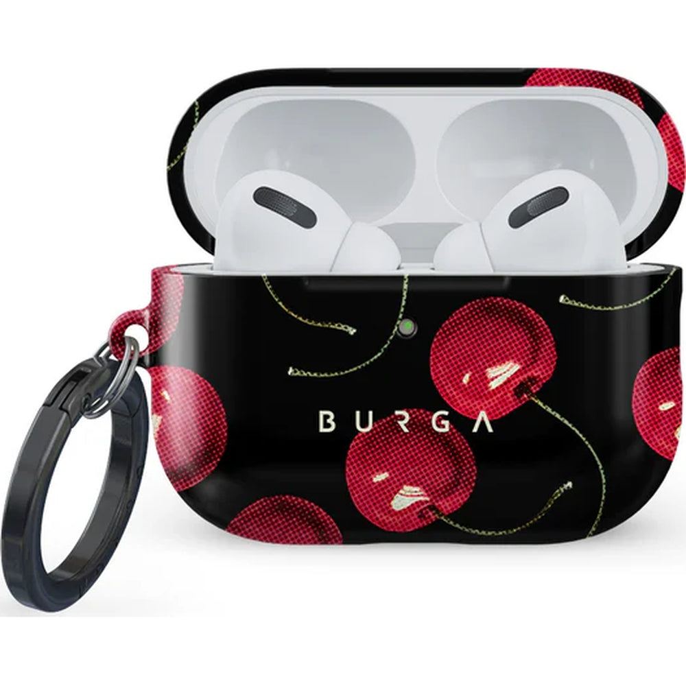 Schutzhülle für AirPods Pro 3, Burga Cherrybomb, Schwarz mit Kirschmuster