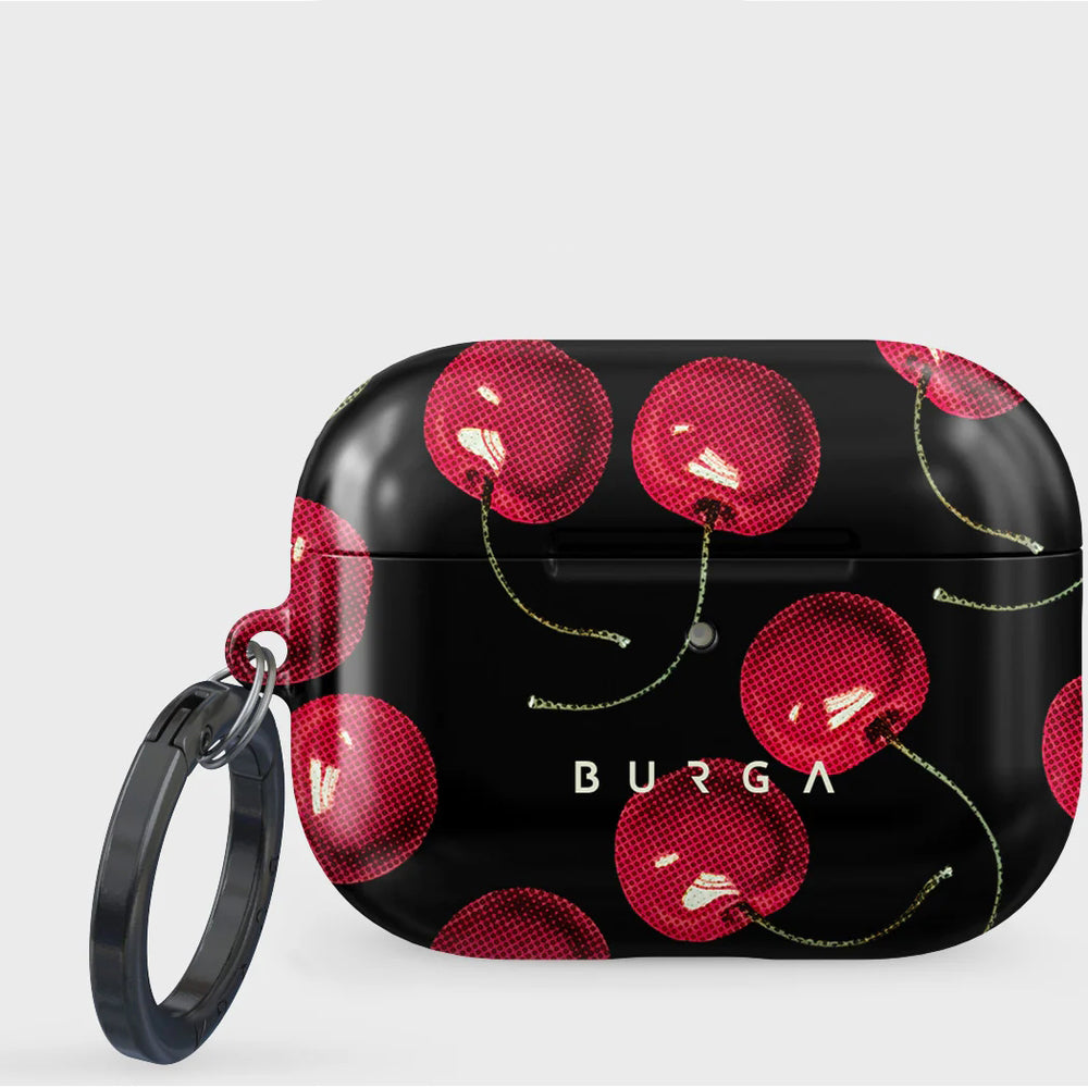 Schutzhülle für AirPods Pro 3, Burga Cherrybomb, Schwarz mit Kirschmuster