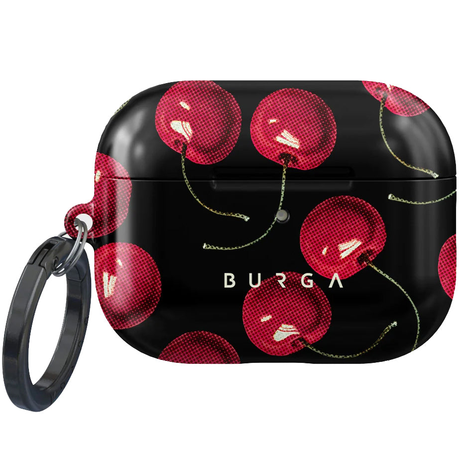 Schutzhülle für AirPods Pro 3, Burga Cherrybomb, Schwarz mit Kirschmuster