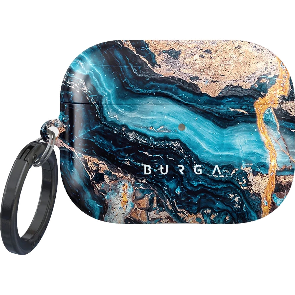 Schutzhülle für AirPods Pro 3, Burga Mystic River, Blau-goldener Marmor