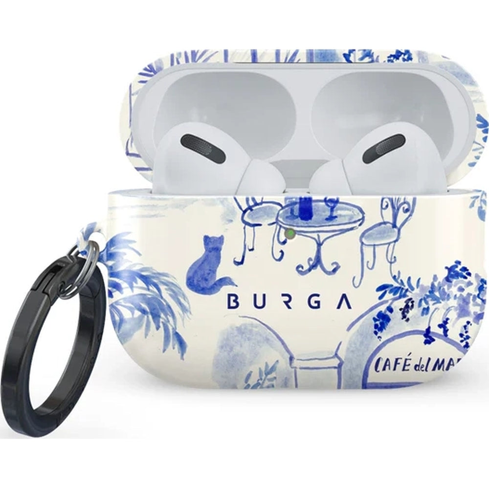 Schutzhülle für AirPods Pro 3, Burga Sobremesa, Weiß mit Blauem Muster