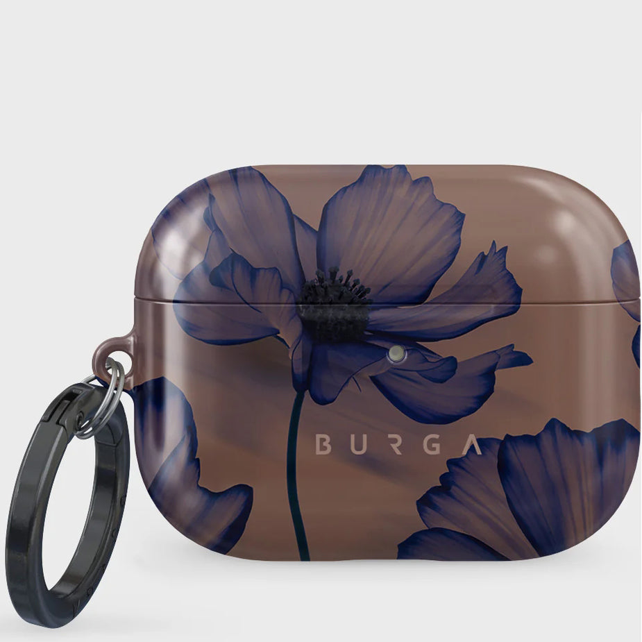 Schutzhülle für AirPods Pro 3, Burga Velvet Night, Braun mit marineblauen Blumen