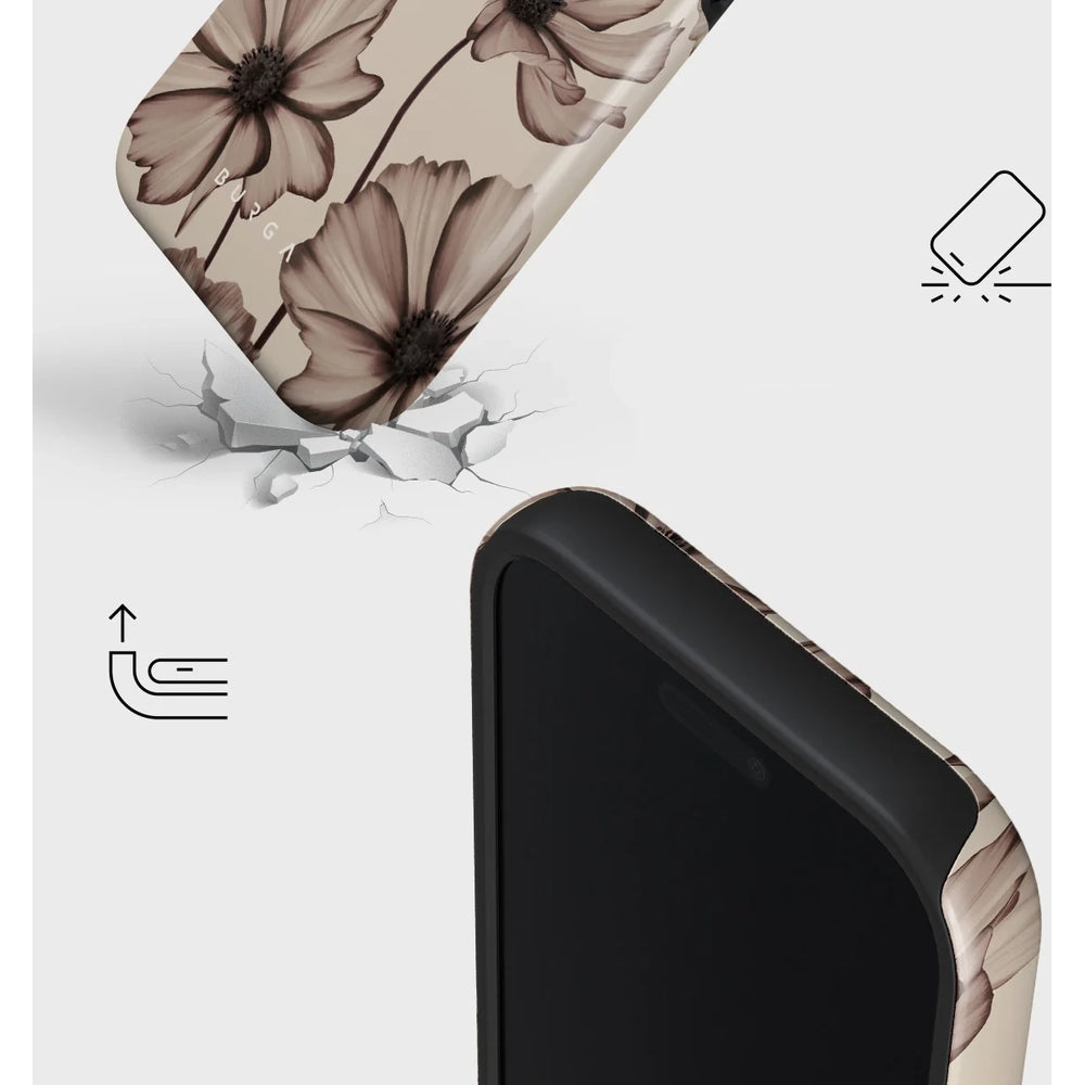 Handyhülle für iPhone 17 Pro, Burga Barely Yours Tough Magnetic, braun mit Blumenmuster