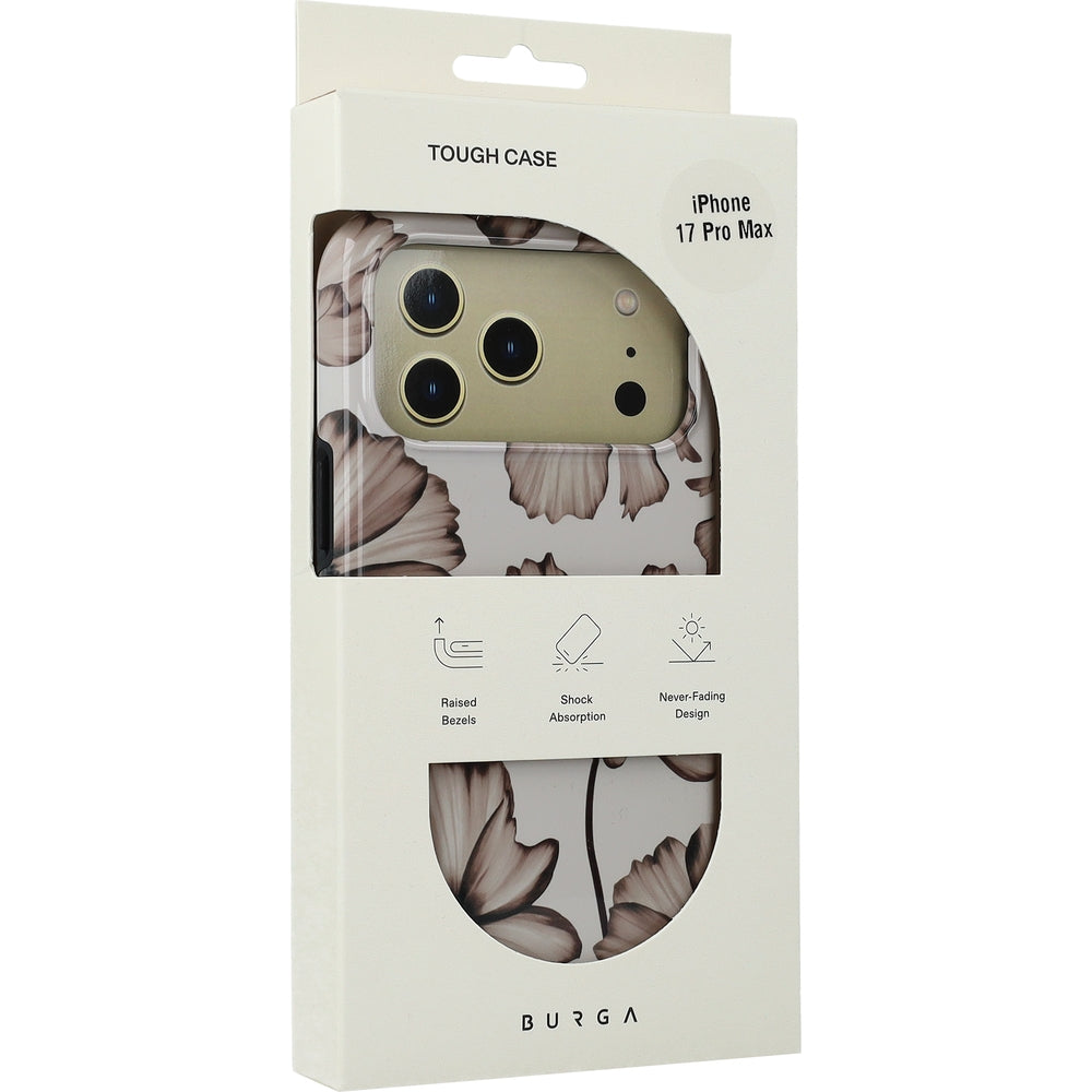 Handyhülle für iPhone 17 Pro Max, Burga Barely Yours Tough Magnetic, braun mit Blumenmuster