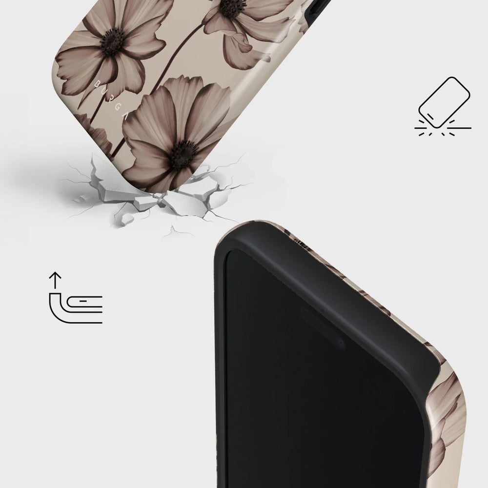 Handyhülle für iPhone 17 Pro Max, Burga Barely Yours Tough Magnetic, braun mit Blumenmuster