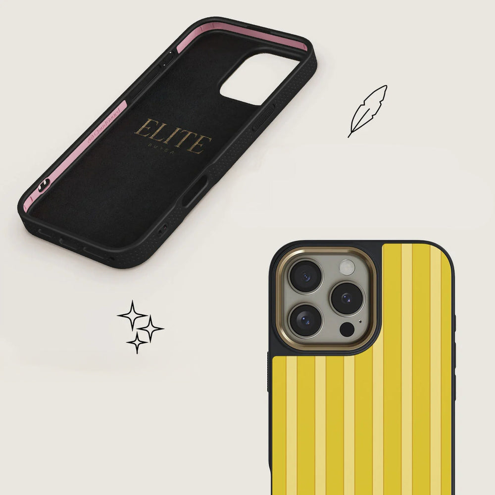 Handyhülle für iPhone 16 Pro Max, Burga Elite Dark MagSafe, Sunbreak Gold
